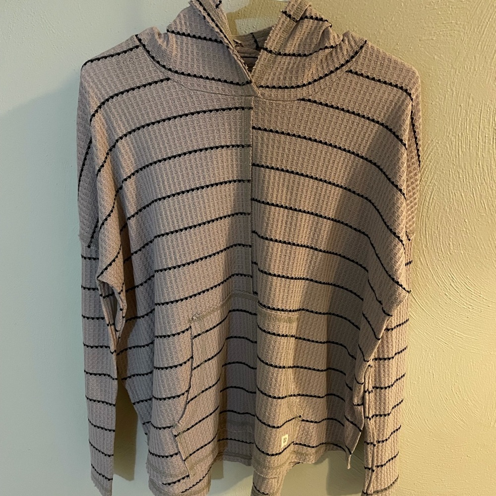 Brown and Black Striped Billabong Waffle Knit Pullover Sz M